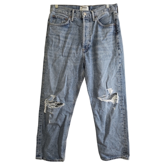 Agolde 90s Pinch Crop Distressed Jeans 28 Ultra High Rise Organic Cotton - Picture 2 of 8